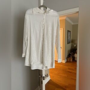 White Sequin Button-Up dress